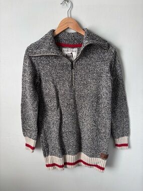 Roots Cabin Collection 1/4 Zip Sweater | Salt & Pepper Grey | Size S | EUC